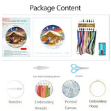 Zhenqing Nativity Embroidery Kit for Beginners, Pre-Printed 29x29cm Circular Cotton Fabric with 20cm Hoop, Christmas Nativity Scene Design for Holiday Decor (JC0025