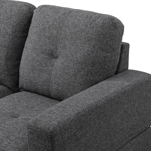 103" W Sectional Couches for Living Room Couch Set, Linen Modular Sectional Sofa for Living Room Furniture Sets, L Shaped Couch, Modular Couch Sofa Set for Living Room Sets Furniture, Black Grey