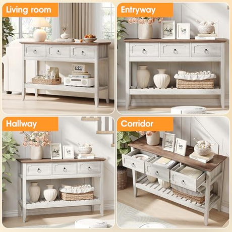 Maupvit Rustic Entryway Table with Large Storage Space, Farmhouse Feel Console Table for Entryway, Sturdy & Reliable Structure Sofa Table, Easy to Assemble Entry Table Maupvit