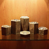 MOOCA Wooden 6 Pcs Hexagon Risers for Display Jewelry and Accessories Display Stand, Brown MOOCA