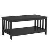 ChooChoo Mission Coffee Table, Black Wood Living Room Table with Shelf, 40 Black ChooChoo