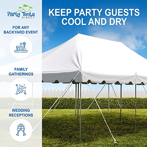 Party Tents Direct 20'x30' Canopy Tent, Weekender Canopy Pole Tent, Easy Up with Heavy Duty PVC White Top, 120 Person Capacity, Outdoor Canopies, Tents for Parties, Weddings & Events - WoodArtSupply