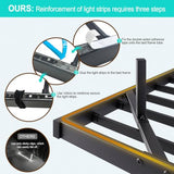 ARFARLY Floating Bed Frame Full Size with LED Lights and Charging Station, Full Size Bed Frame with Upholstered Headboard, Metal Platform Bed Frame Full with Under Bed Storage, No Box Spring Needed ARFARLY