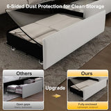 GEGOFORU Full Led Bed Frame with 4 Storage Drawers, with Smart Control RGBW LED Lights Headboard Footboard, Control DIY Color, Box Spring Optional, PU White Generic