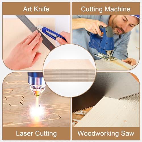 MITINU 50 Pack Basswood Sheets for Crafts,12"x12"x1/8" 3mm Thick Plywood Sheets with Smooth Surfaces-Unfinished Squares Wood Boards for Laser Cutting, Wood Burning, Architectural Models, Staining MITINU