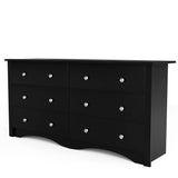 JUMMICO 6 Drawer Double Dresser for Bedroom, Industrial Wood Dresser Modern 6 Chest of Deep Drawers, Wide Storage Organizer Cabinet for Living Room (Black) JUMMICO