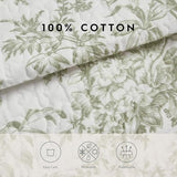 Laura Ashley - Twin Quilt Set, Reversible Cotton Bedding with Matching Sham, Lightweight Home Decor for All Seasons (Bedford Green/Off-White, Twin) Laura Ashley