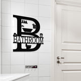 XORT Metal Bathroom Wall Decor, Farmhouse Metal Bathroom Wall Art, Funny Bathroom Sign for Modern Home Hanging Decorations. (Black - 12 x 14 inch) XORT