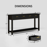 HLXZN Console Table for Entryway, 60 Inch Sofa Table w/4 Drawers and Bottom Shelf Narrow Long Hallway Table for Living Room Entryway Home, Black HLXZN