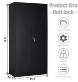 GREATMEET Locking Metal Storage Cabinet,Steel Storage Cabinet with 4 Adjustable Shelves and 2 Doors for Home Office,Lockable Garage Cabinet for Utility Room 18" D x 36" W x 72" H GREATMEET
