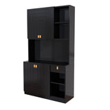 Buenhomino Kitchen Pantry Cabinet, 71" Hutch Cabinet with Countertop & Power Outlet & Adjustable Shelves, Wood Buffet Cabinet Organizer with Buenhomino