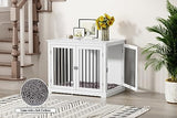 PUPETPO Dog Crate Furniture with Cushion, Dog Crate End Table Large, Indoor Dog Kennel, Dog House, Dog Cages for Large Dogs, Furniture Style Dog Crate with Flip-top, Chew-Proof Metal Bars, White PUPETPO