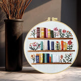 JOZYSH 8'' Flowers Embroidery Kit for Beginners Stamped Books and Flowers Pattern Embroidery Kit Cross Stitch Kit Embroidery Starter Kit with Instructions, Embroidery Hoops for Home Ofiice Decor