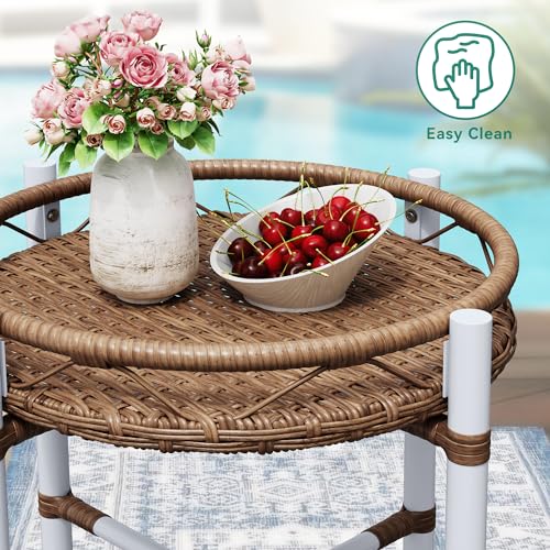 YITAHOME 3-Piece Outdoor Patio Furniture Wicker Bistro Set, All-Weather Rattan Conversation Chairs for Backyard, Balcony and Deck with Soft Cushions, Beige - WoodArtSupply