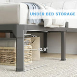 Superay King Bed Frame with Mattress Slide Stopper, 14 Inch Metal Platform Bed Frame, Heavy Duty Tall Bed Frame No Box Spring Needed with Large Storage Space, Easy Assembly, Noise Free Superay