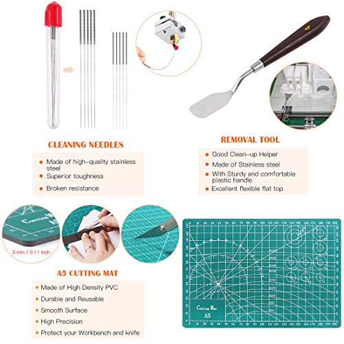 Rustark 42 Piece 3D Print Tool Kit Includes Debur Tool, Cleaning and Removal Tool with Storage Bag, 3D Printer Tool Set for Cleaning, Finishing and Printing 3D Prints Rustark