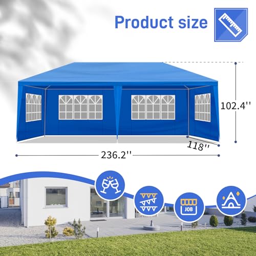 Outvita Outdoor Party Tent, Patio Canopy Tent Gazebo with Removable Sidewalls Instant Event Tent for Cater Events Wedding Birthday Pavilion Beach BBQ(10'x20') Outvita