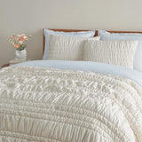UGG Full/Queen Quilt Set - 3pc Bed Spread with 2 Pillow Shams, All Season Luxury Bedding, Lightweight Quilted Soft Textured Comforter, Cozy Coastal Queen Quilt Set, Beige Snow (Tide Devon) UGG