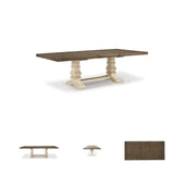 Signature Design by Ashley Bolanburg Farmhouse Extension Dining Table with Removable Center Leaf and Trestle Base, Dark Brown & White Signature Design by Ashley