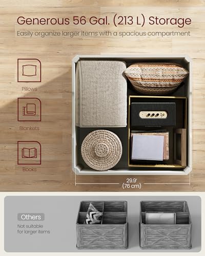 VASAGLE Farmhouse Coffee Table with Storage, Square Coffee Table for Living Room, Center Table with Flip-Top Lids, Honey Brown and Rustic White ULCT232W73 VASAGLE