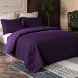 Whale Flotilla King Quilt Bedding Set, Soft Purple Bedspreads Quilts King Size for All Seasons, 3 Pieces Lightweight Geometric Star Pattern Coverlet Whale Flotilla