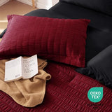 MUXHOMO 7 Pieces Queen Comforter Set, Seersucker Bed in a Bag Queen Size, All Season Luxury Bedding Set with Comforter, Flat Sheet, Fitted Sheet, Pillowcases & Shams, Red & Black MUXHOMO