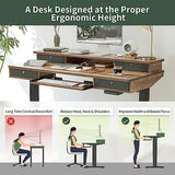 FEZIBO Height Adjustable Electric Standing Desk with 4 Drawers and Keyboard Tray, 55 x 24 Inch Table with Storage Shelf, Sit Stand Desk with Splice Board, Rustic Brown FEZIBO
