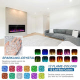 31 Inch Electric Fireplace Recessed and Wall Mounted, Fireplace Heater and Linear Fireplace, Ultra-Thin Electric Fireplace, Low Noise, with Timer, Remote Control, Adjustable 12 Flame Color, 750/1500W Sixfivsevn