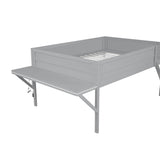 Full Size Wood Loft Bed with Desk and LED, Gaming Loft Bed Frame with Ladder, Grey MaiDeHaoo