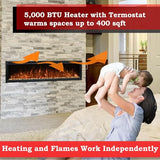 Modern Flames Spectrum Slimline 50 inch Wall Mount Built in Electric Fireplace Insert | Fully Recessed 4'' Wall | SPS-50B Modern Flames