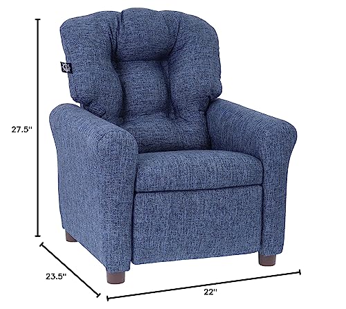 The Crew Furniture Traditional Kids Recliner, Toddler Ages 1-5 Years, Home Décor Polyester Linen, Sapphire The Crew Furniture