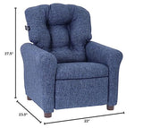 The Crew Furniture Traditional Kids Recliner, Toddler Ages 1-5 Years, Home Décor Polyester Linen, Sapphire The Crew Furniture