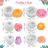 VvLons Flower Candle Molds, 6Pcs Rose, Peony, Tulip, Daisy, Sunflower, Chrysanthemum Flower Silicone Molds for Candle Making, Handmade Soap Gift, Aromatherapy Plaster, Epoxy Resin Casting
