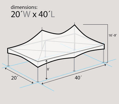 TENTANDTABLE 20-Foot by 40-Foot White High Peak Frame Style Party Tent for Weddings, Graduations, and Events - WoodArtSupply