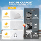 Carport Canopy Tent Sidewalls for 10x20x8.6FT Car Garage with Ball Bungees, Heavy Duty Portable Shelter Logic Replacement Covers (Frame is not Included) (White) Yustuf