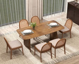 ROCITY 70 Inch Large Dining Table for 6-8 People, Solid Wood Kitchen Table with Curved Wooden Legs, Mid Century Modern Rectangular Long Dinner Table for Dining Room, Walnut ROCITY