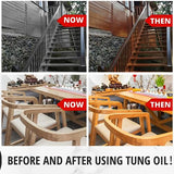 OAIEGSD 32 OZ Pure Tung Oil for Wood Finishing with Wood Brush, Waterproof Wood Sealer Indoor and Outdoor, 100% Pure Natural Tung Oil for Unfinished OAIEGSD