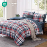 MaiRêve Full Size Plaid Comforter Set Navy Red, Classic 7 Pieces Farmhouse Bedding Set, All Season Lightweight Bed in A Bag with Sheets, Pillowcases & Shams MaiRêve