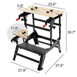 ELEVON Multifunctional Workbench, Portable Foldable Workbench, Holds Up to 550 Pounds, with Adjustable Jaws, Vertical Clamping and Four Adjustable Rotating Pins, Suitable for DIY, Woodworking Elevon
