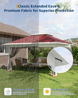 Canopy Tent 12x12 ft, Pop Up Gazebo One-Push Setup with 4 SandBags for Backyard Parties and BBQs, Mosquito Netting & Height Adjustable - Red GarveeLife