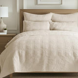 Levtex Home Cloud Waffle King/Cal King Quilt Set (106x92in) and 2 Pillow Shams (36x20) - Box Quilted Waffle Texture - Undyed Cream - Cotton King Size Quilt Bedding Set - Lightweight Soft Pre-Washed Levtex Home
