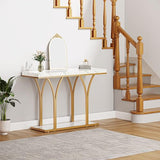 YITAHOME Gold Console Table with LED Lights, Entryway Table, Modern Narrow Sofa Side Foyer Accent Table with Faux Marble Top Luxury for Entry Way, Hallway, Living Room, Faux Marble Black YITAHOME