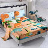 NiuOne 3D Cartoon Dinosaurs Kids Queen Sheets 4Pcs Dinosaurs Bed Sheets,3D Dinasour Pillowcases Decoration Bedroom Bedding Set Queen Size NiuOne