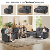 CAMMOV Manual Recliner Chair, Single Sofa Recliners with Overstuffed Back, Manual Fabric Recliner with 2 Cup Holders, Single Reclining Sofa Recliner for Living Room Theater Seating,Grey