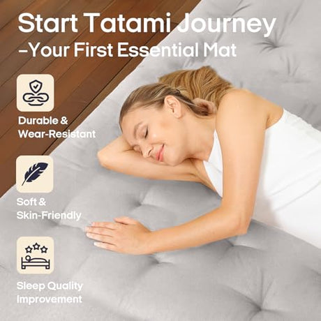 Syrinx Water Resistant Japanese Futon Mattress, Twin Size 75"x39", 2.5 Inch Thick Japanese Floor Mattress Tatami Mat, Foldable Floor Bed Sleeping Pad for Dormitory Guest Room Camping Syrinx