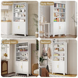 erosoei 71" H Tall Metal Bookcases and Bookshelves with 2 Doors and Adjustable Shelves，Tall Storage Cabinet Industrial Bookshelf 6-Tier Open Display Shelf，Decor Furniture for Living Room, Bedroom erosoei