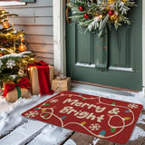 QIONG MENG Christmas Merry and Bright Doormat Outdoor Rug Decorative Doormats Farmhouse Home Kitchen Entrance Rug Floor Front Door Mats 17 x 27 Inch QIONG MENG