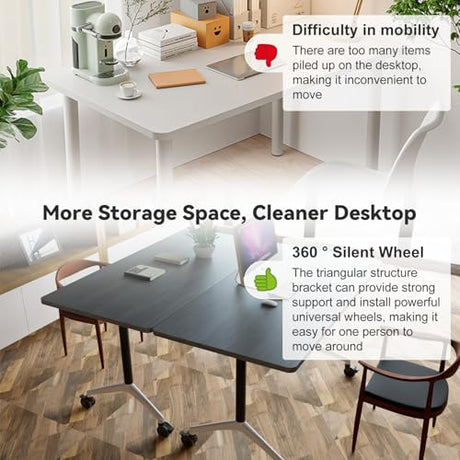 Folding Conference Room Tables, Seminar Conference Table Modern Flip Top Training Meeting Tables, Conference Room Table with Wheels for Home Office Classr,8 Pack 63inch CUAOCEZ