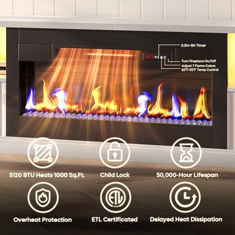 Bestier 70” Fireplace TV Stand for TVs Up to 80", LED Entertainment Center with 36" Electric Fireplace, Modern Fluted Media Console Table with Drawers, TV Cabinet for Living Room - White Bestier