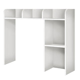 Sturdy White Wooden 3-Tier Desk Bookshelf with 5 Cubbies - YYDBIAP College Dorm Hutch YYDBIAP